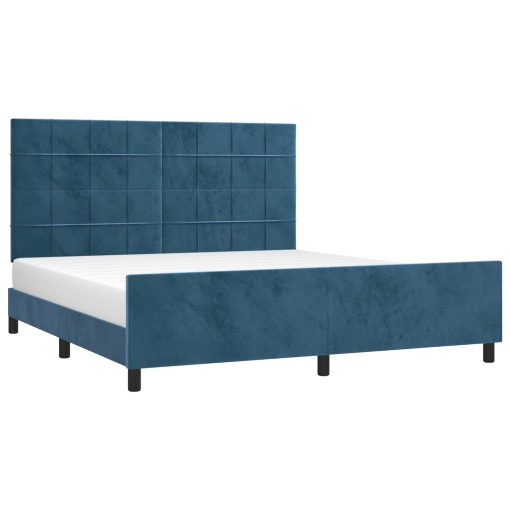 Bedframe met hoofdeinde fluweel donkerblauw 180x200 cm is nu te koop bij PeponiXL, paradijselijk wonen!