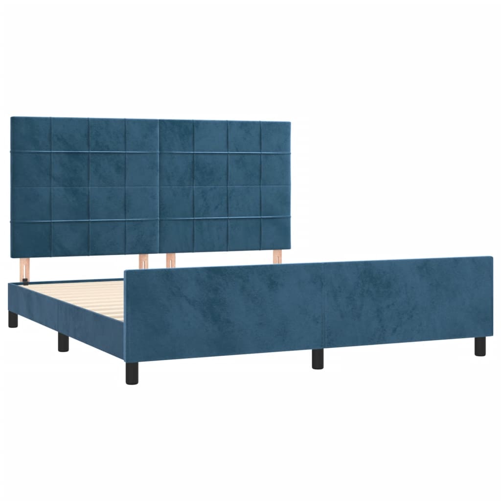 Bedframe met hoofdeinde fluweel donkerblauw 180x200 cm is nu te koop bij PeponiXL, paradijselijk wonen!