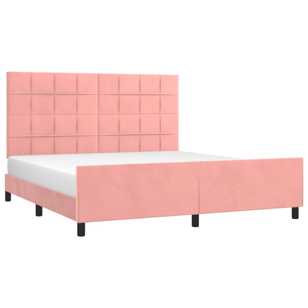 Bedframe met hoofdeinde fluweel roze 180x200 cm is nu te koop bij PeponiXL, paradijselijk wonen!