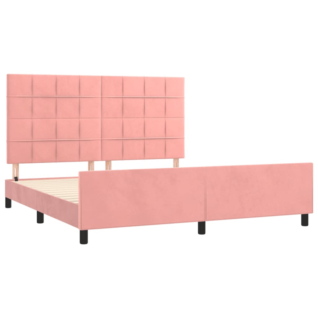 Bedframe met hoofdeinde fluweel roze 180x200 cm is nu te koop bij PeponiXL, paradijselijk wonen!
