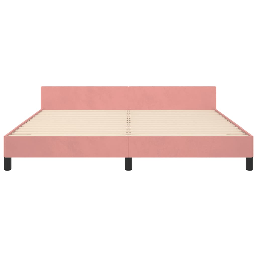 Bedframe met hoofdeinde fluweel roze 180x200 cm is nu te koop bij PeponiXL, paradijselijk wonen!