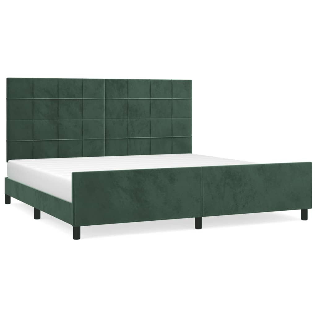 Bedframe zonder matras 200x200 cm fluweel donkergroen is nu te koop bij PeponiXL, paradijselijk wonen!