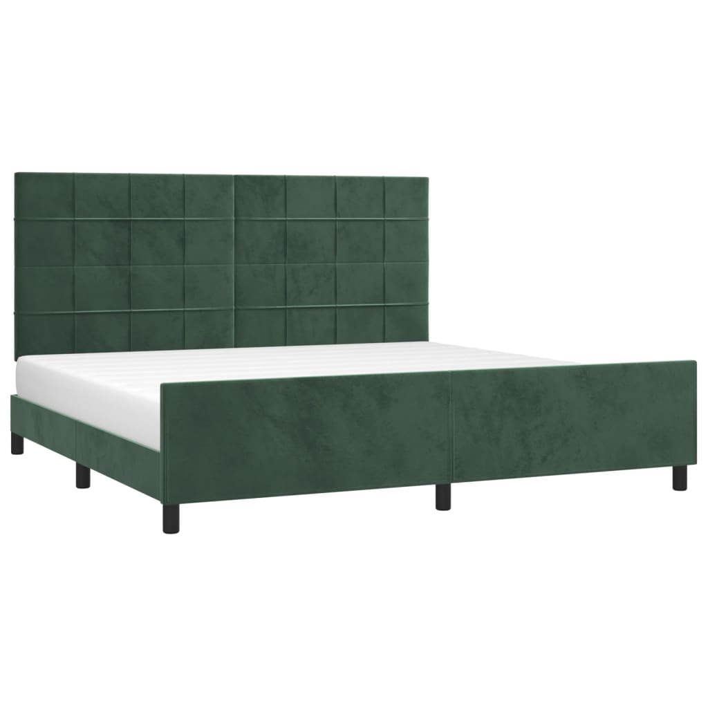 Bedframe zonder matras 200x200 cm fluweel donkergroen is nu te koop bij PeponiXL, paradijselijk wonen!