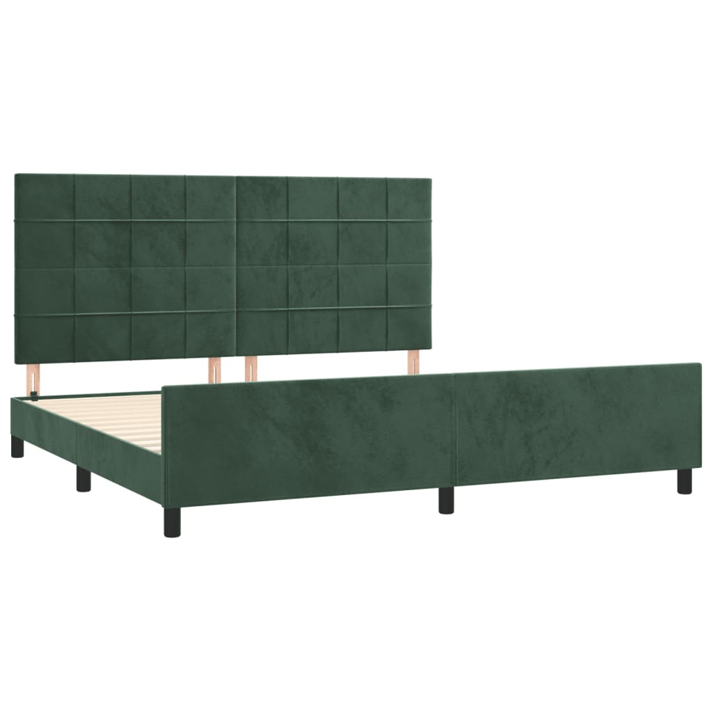 Bedframe zonder matras 200x200 cm fluweel donkergroen is nu te koop bij PeponiXL, paradijselijk wonen!