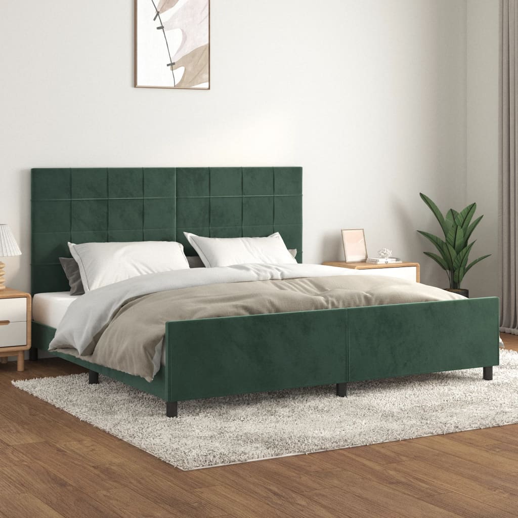 Bedframe zonder matras 200x200 cm fluweel donkergroen is nu te koop bij PeponiXL, paradijselijk wonen!