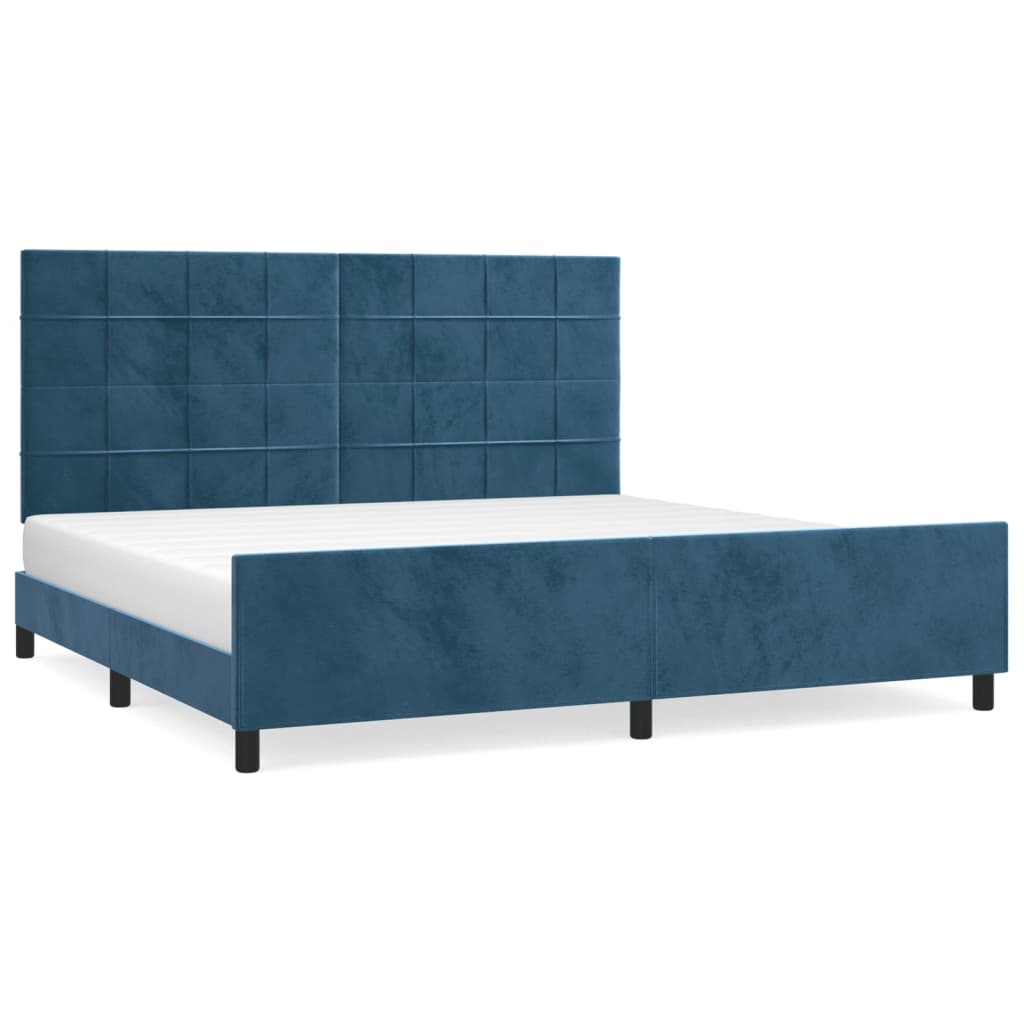 Bedframe zonder matras 200x200 cm fluweel donkerblauw is nu te koop bij PeponiXL, paradijselijk wonen!