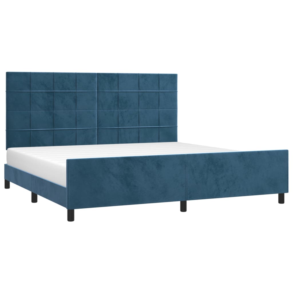 Bedframe zonder matras 200x200 cm fluweel donkerblauw is nu te koop bij PeponiXL, paradijselijk wonen!