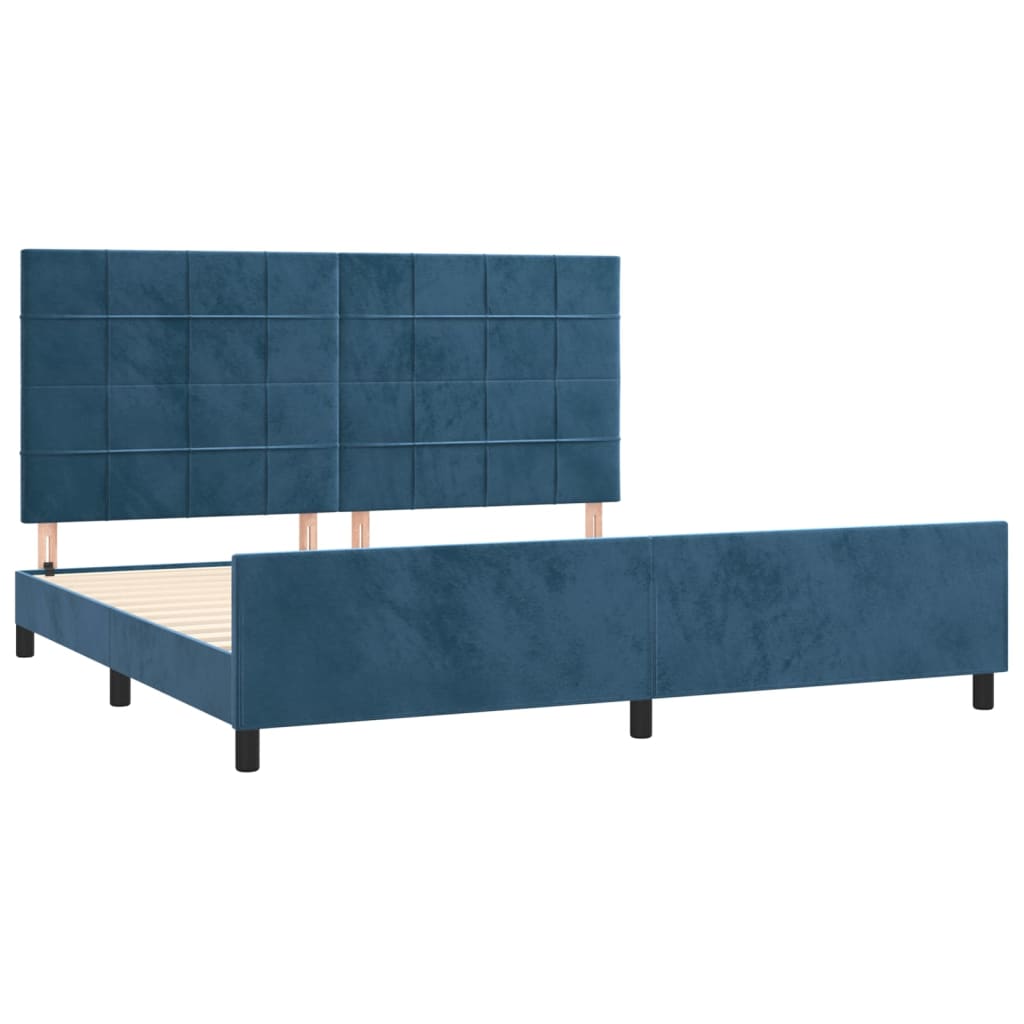 Bedframe zonder matras 200x200 cm fluweel donkerblauw is nu te koop bij PeponiXL, paradijselijk wonen!