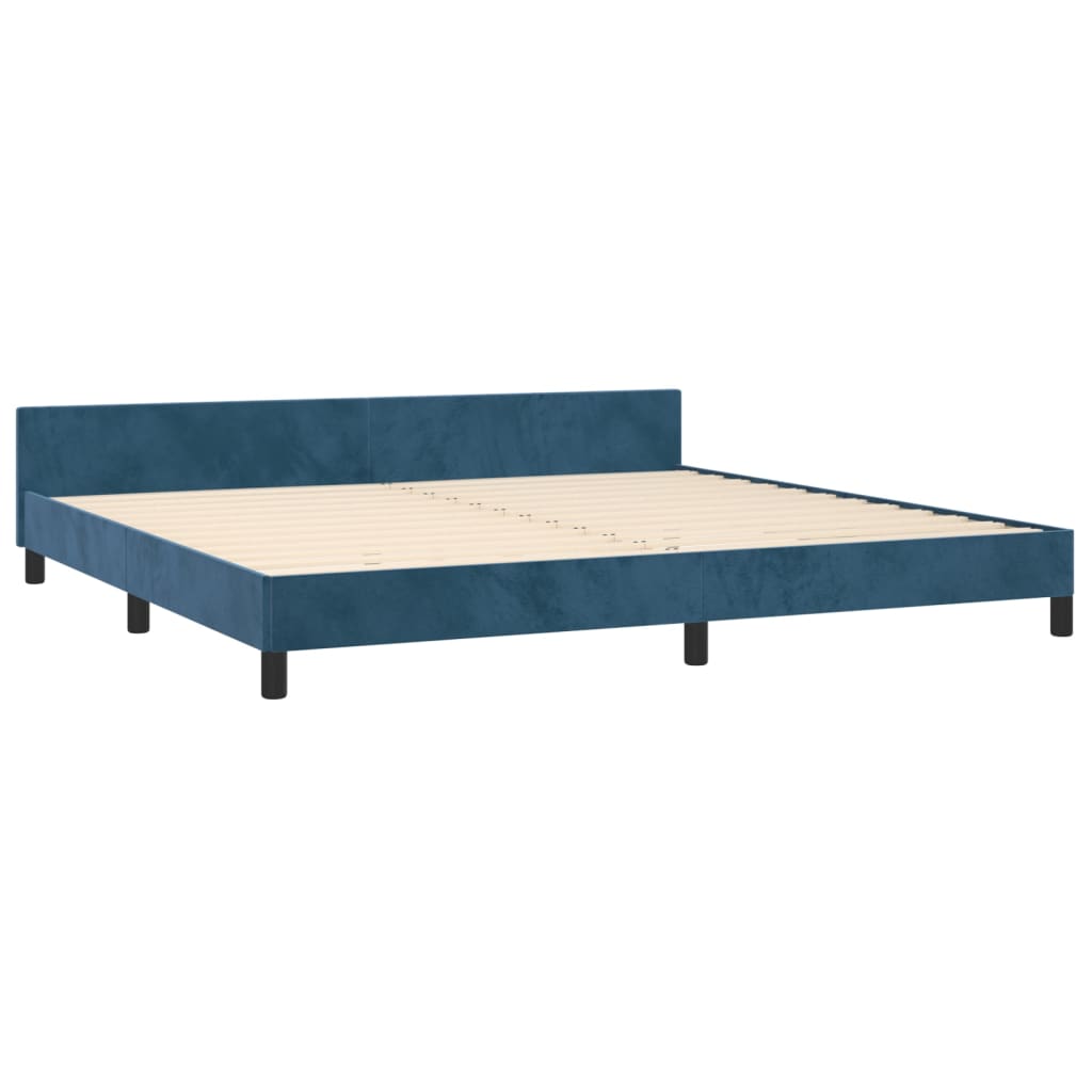 Bedframe zonder matras 200x200 cm fluweel donkerblauw is nu te koop bij PeponiXL, paradijselijk wonen!