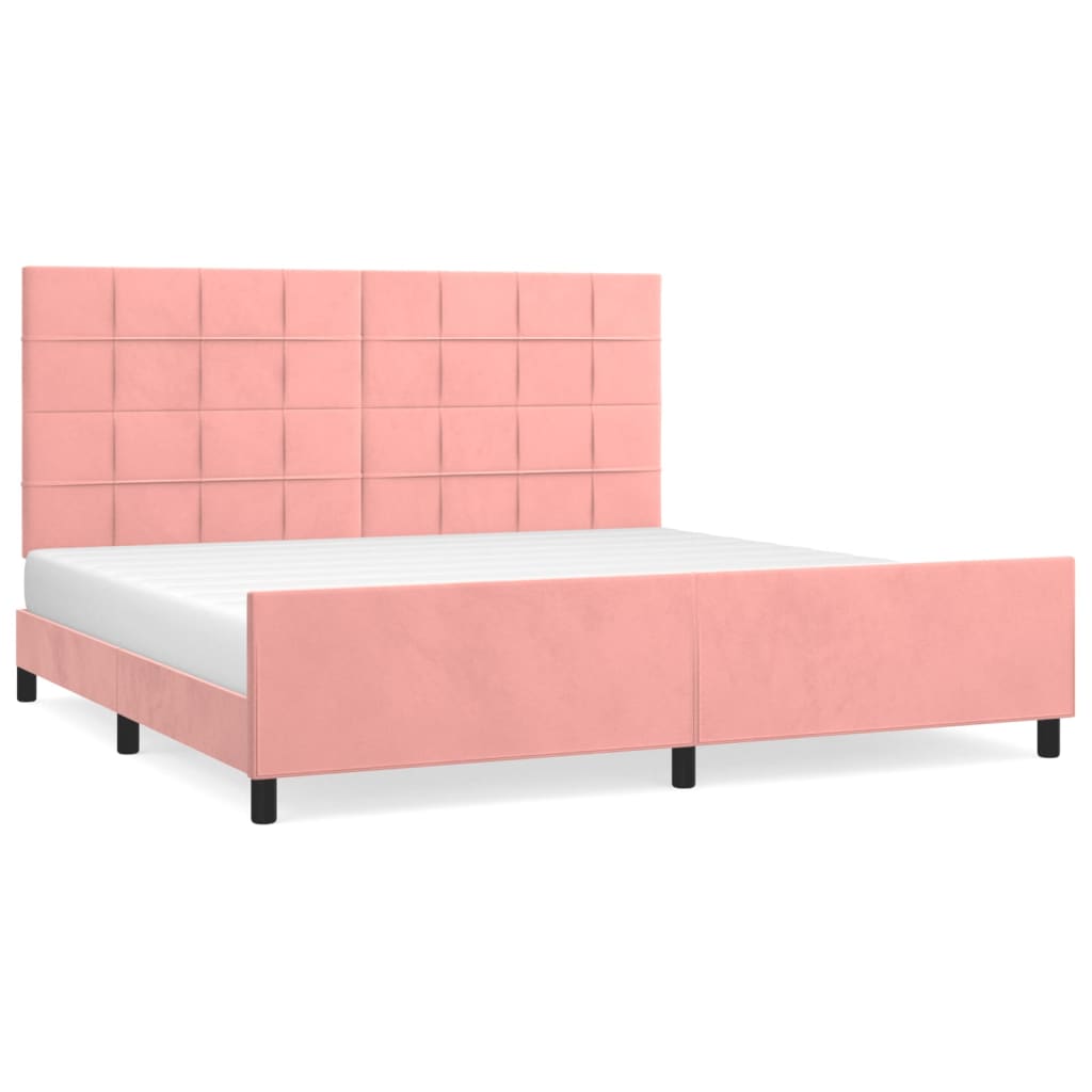 Bedframe met hoofdeinde fluweel roze 200x200 cm is nu te koop bij PeponiXL, paradijselijk wonen!