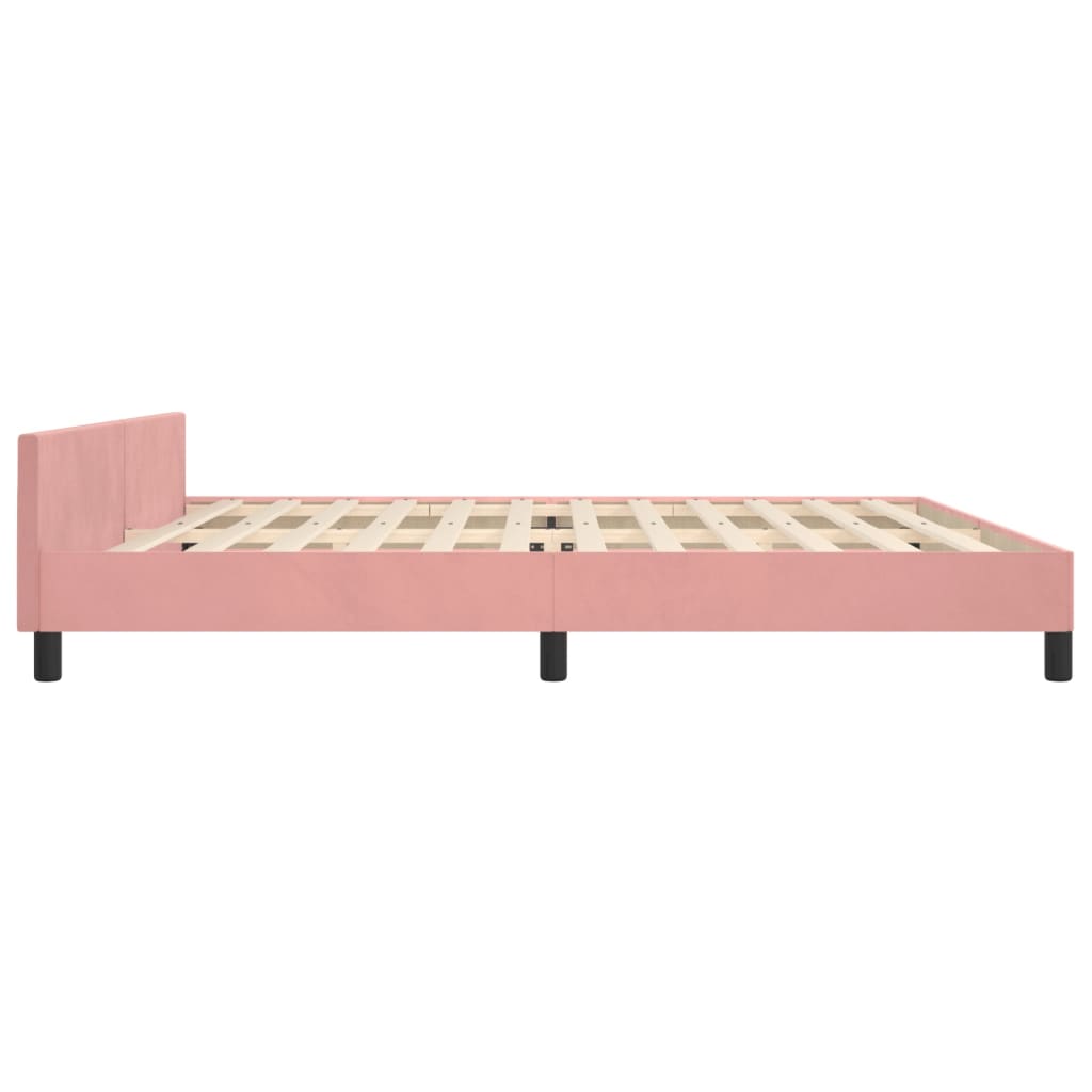 Bedframe met hoofdeinde fluweel roze 200x200 cm is nu te koop bij PeponiXL, paradijselijk wonen!