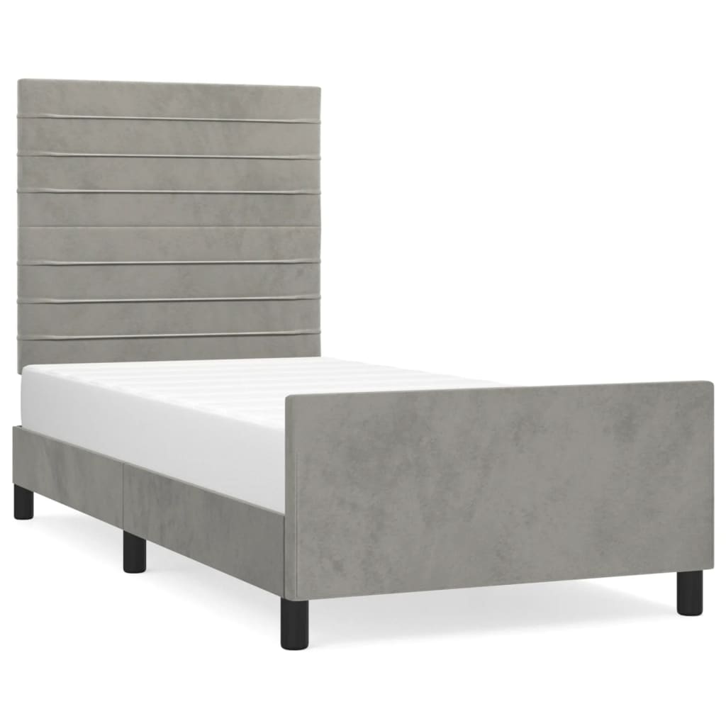 Bedframe zonder matras 80x200 cm fluweel lichtgrijs is nu te koop bij PeponiXL, paradijselijk wonen!