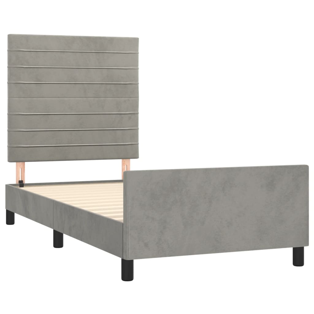 Bedframe zonder matras 80x200 cm fluweel lichtgrijs is nu te koop bij PeponiXL, paradijselijk wonen!