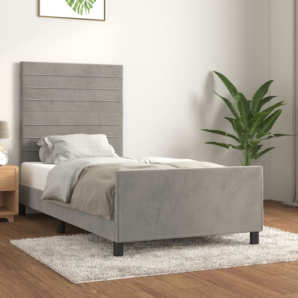 Bedframe zonder matras 80x200 cm fluweel lichtgrijs is nu te koop bij PeponiXL, paradijselijk wonen!