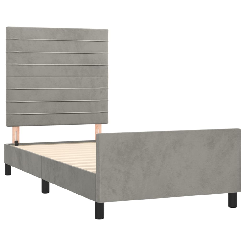 Bedframe zonder matras 90x190 cm fluweel lichtgrijs is nu te koop bij PeponiXL, paradijselijk wonen!