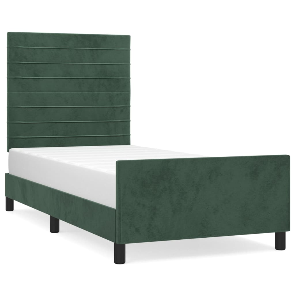 Bedframe zonder matras 90x190 cm fluweel donkergroen is nu te koop bij PeponiXL, paradijselijk wonen!