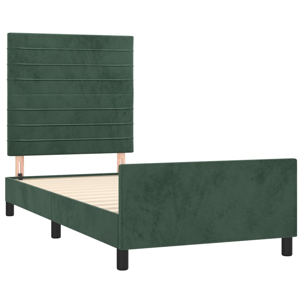 Bedframe zonder matras 90x190 cm fluweel donkergroen is nu te koop bij PeponiXL, paradijselijk wonen!