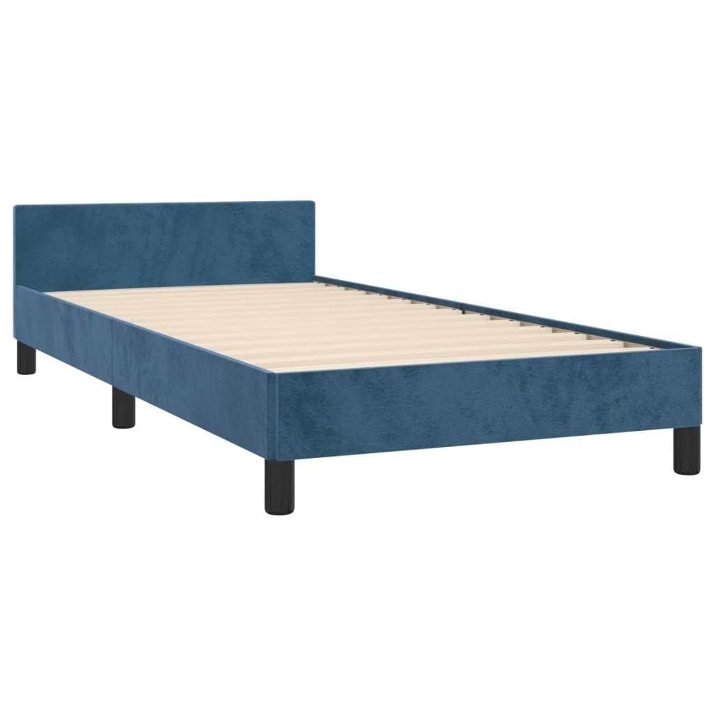 Bedframe zonder matras 90x190 cm fluweel donkerblauw is nu te koop bij PeponiXL, paradijselijk wonen!