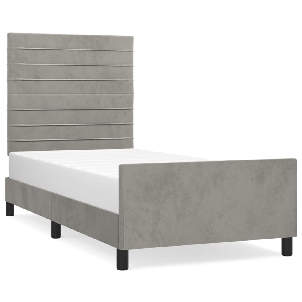 Bedframe zonder matras 90x200 cm fluweel lichtgrijs is nu te koop bij PeponiXL, paradijselijk wonen!