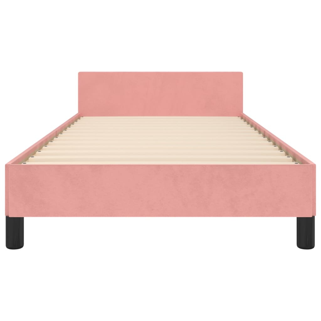 Bedframe met hoofdeinde fluweel roze 100x200 cm is nu te koop bij PeponiXL, paradijselijk wonen!