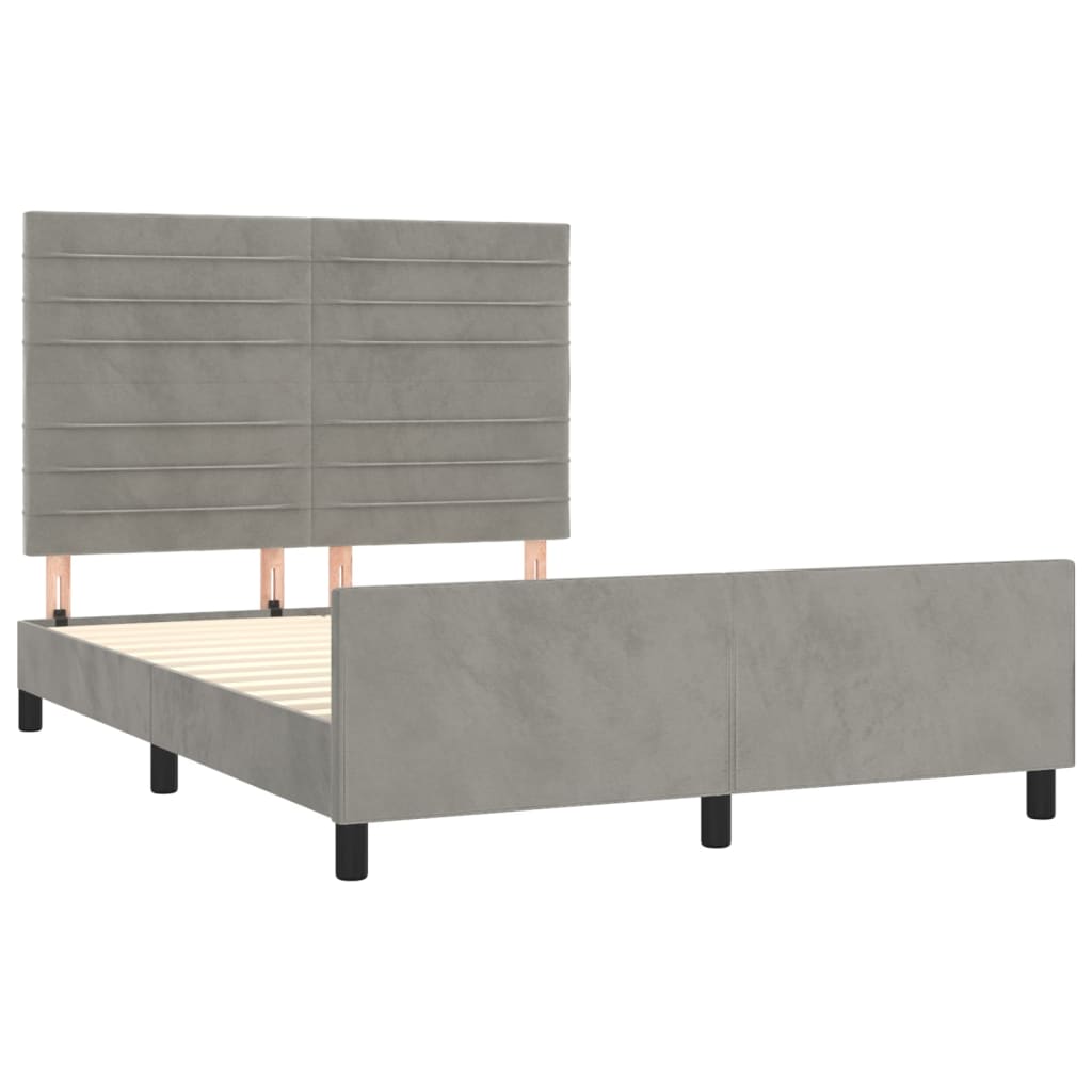 Bedframe zonder matras 140x190 cm fluweel lichtgrijs is nu te koop bij PeponiXL, paradijselijk wonen!