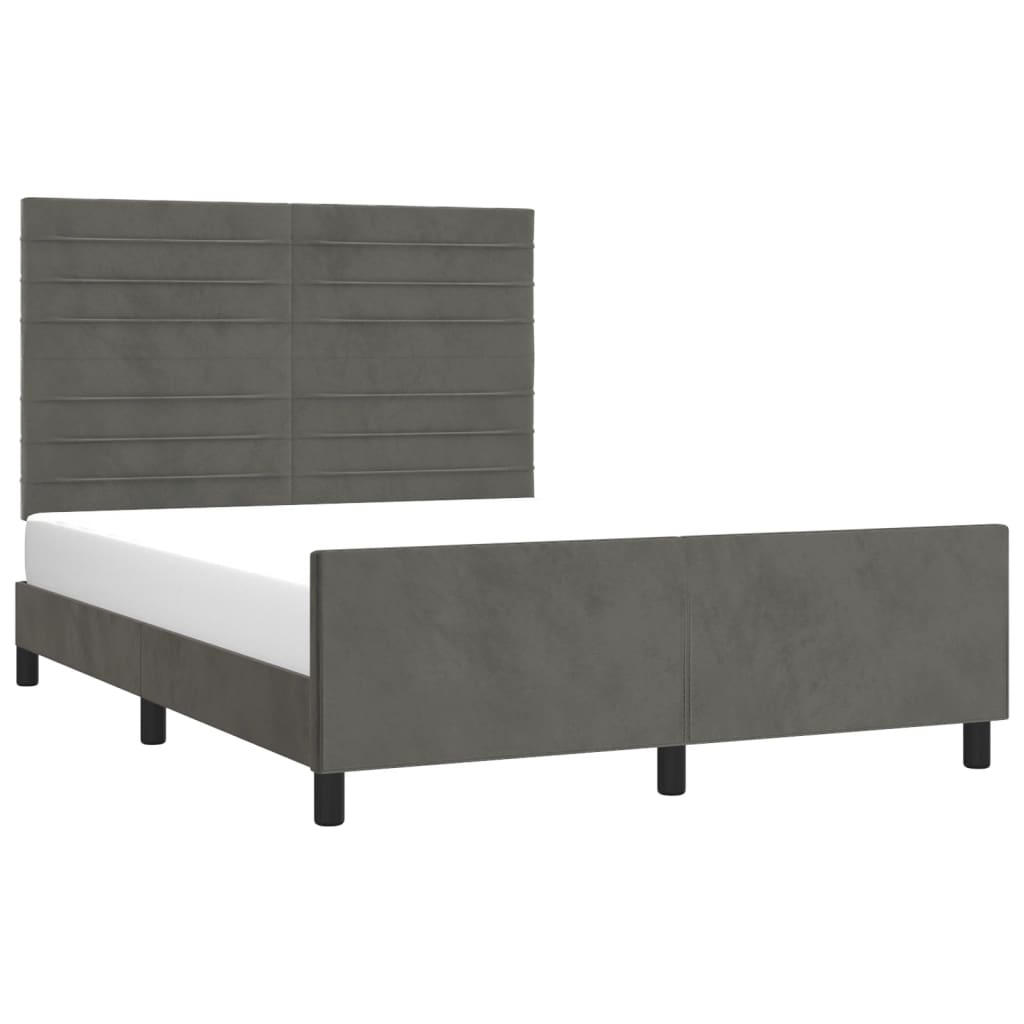 Bedframe zonder matras 140x190 cm fluweel donkergrijs is nu te koop bij PeponiXL, paradijselijk wonen!