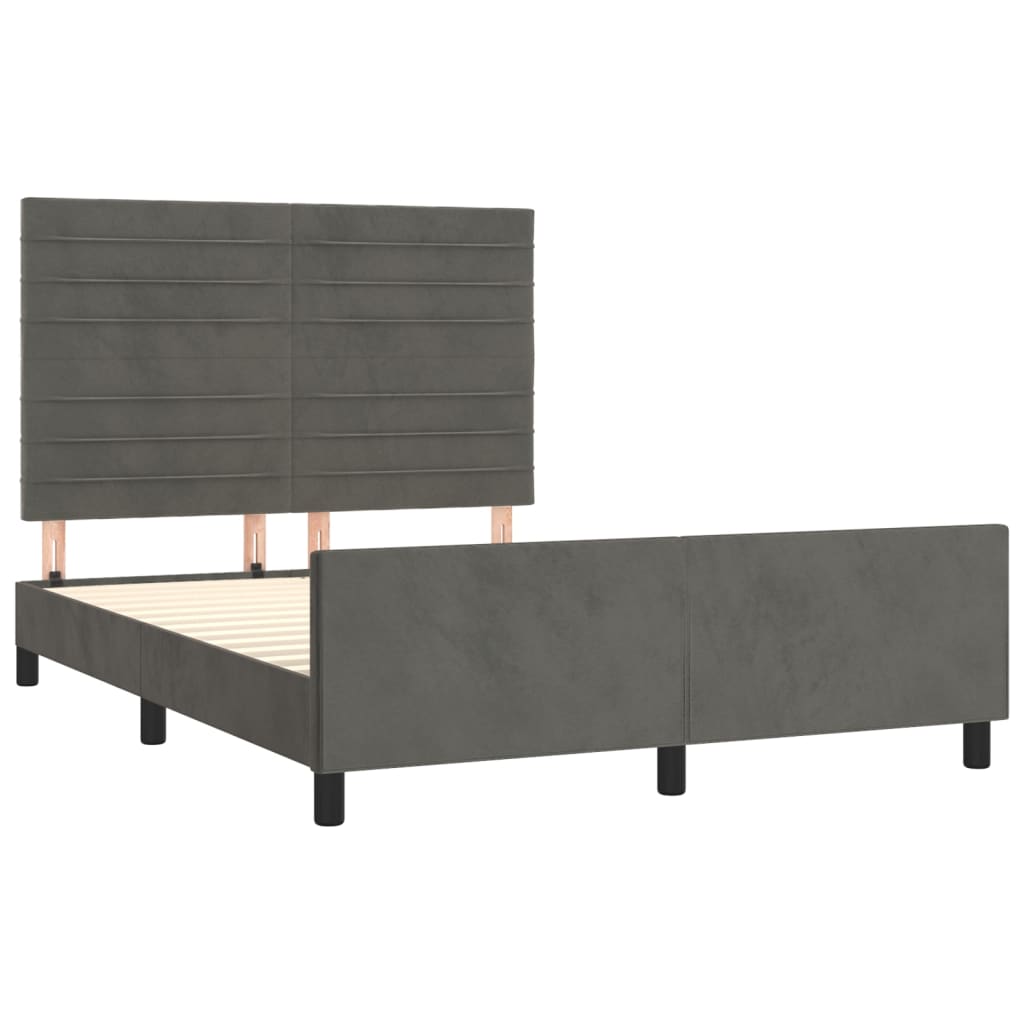 Bedframe zonder matras 140x190 cm fluweel donkergrijs is nu te koop bij PeponiXL, paradijselijk wonen!