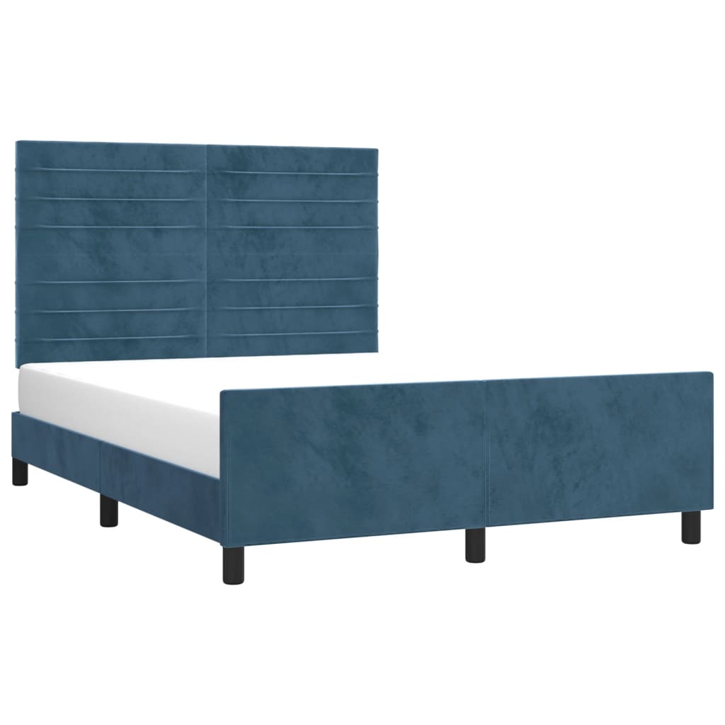 Bedframe zonder matras 140x190 cm fluweel donkerblauw is nu te koop bij PeponiXL, paradijselijk wonen!