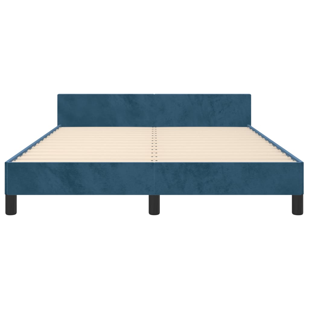 Bedframe zonder matras 140x190 cm fluweel donkerblauw is nu te koop bij PeponiXL, paradijselijk wonen!