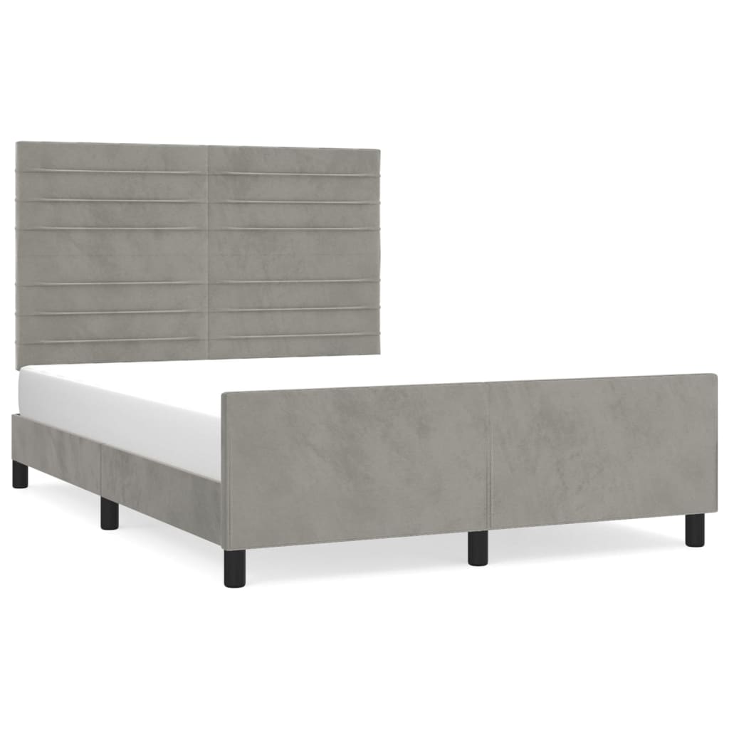 Bedframe zonder matras 140x200 cm fluweel lichtgrijs is nu te koop bij PeponiXL, paradijselijk wonen!