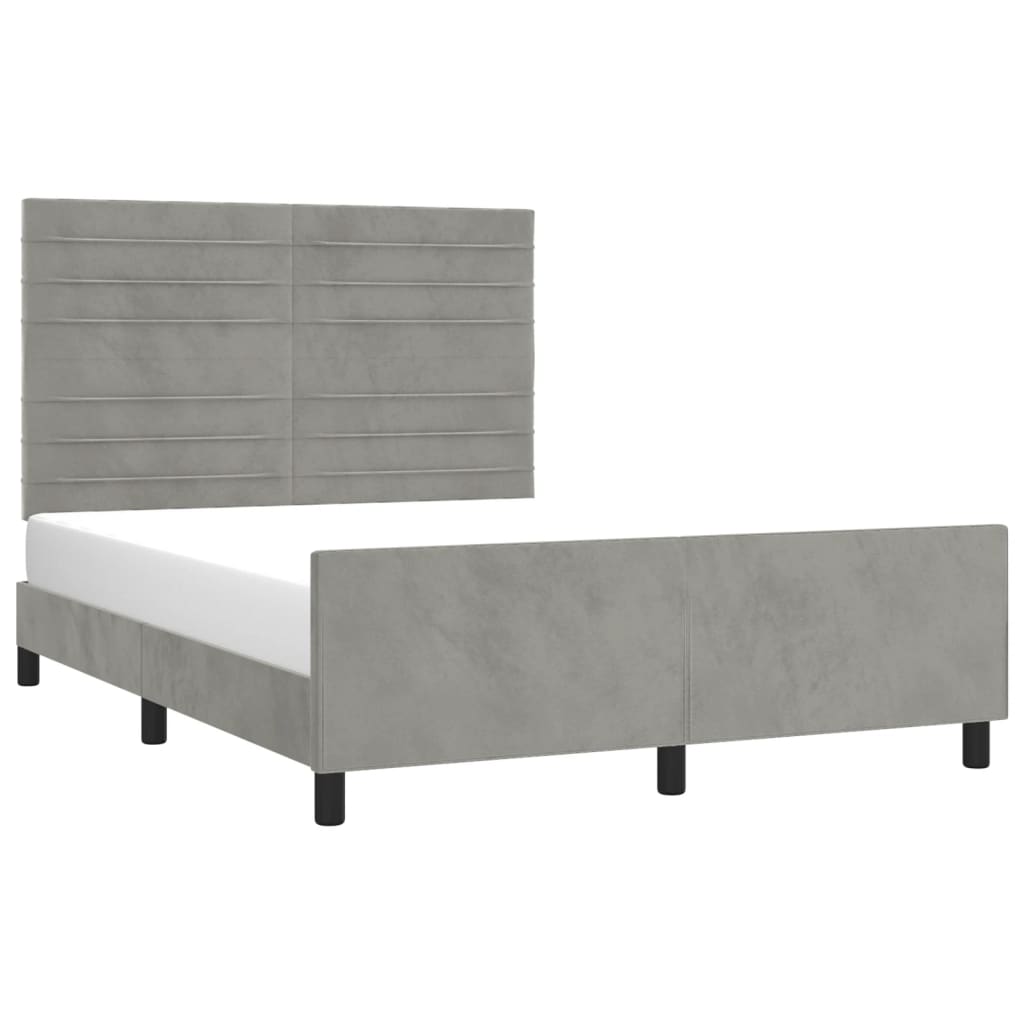 Bedframe zonder matras 140x200 cm fluweel lichtgrijs is nu te koop bij PeponiXL, paradijselijk wonen!