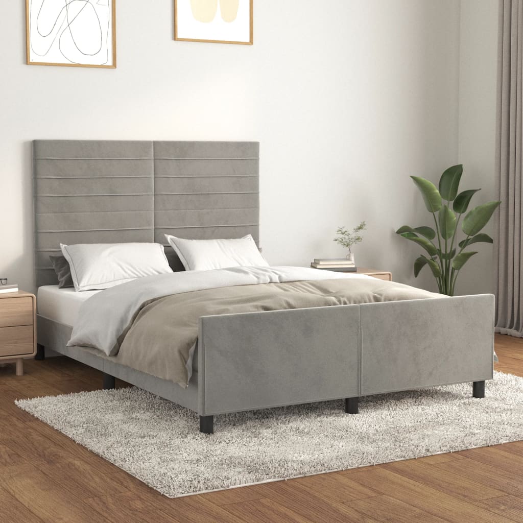 Bedframe zonder matras 140x200 cm fluweel lichtgrijs is nu te koop bij PeponiXL, paradijselijk wonen!