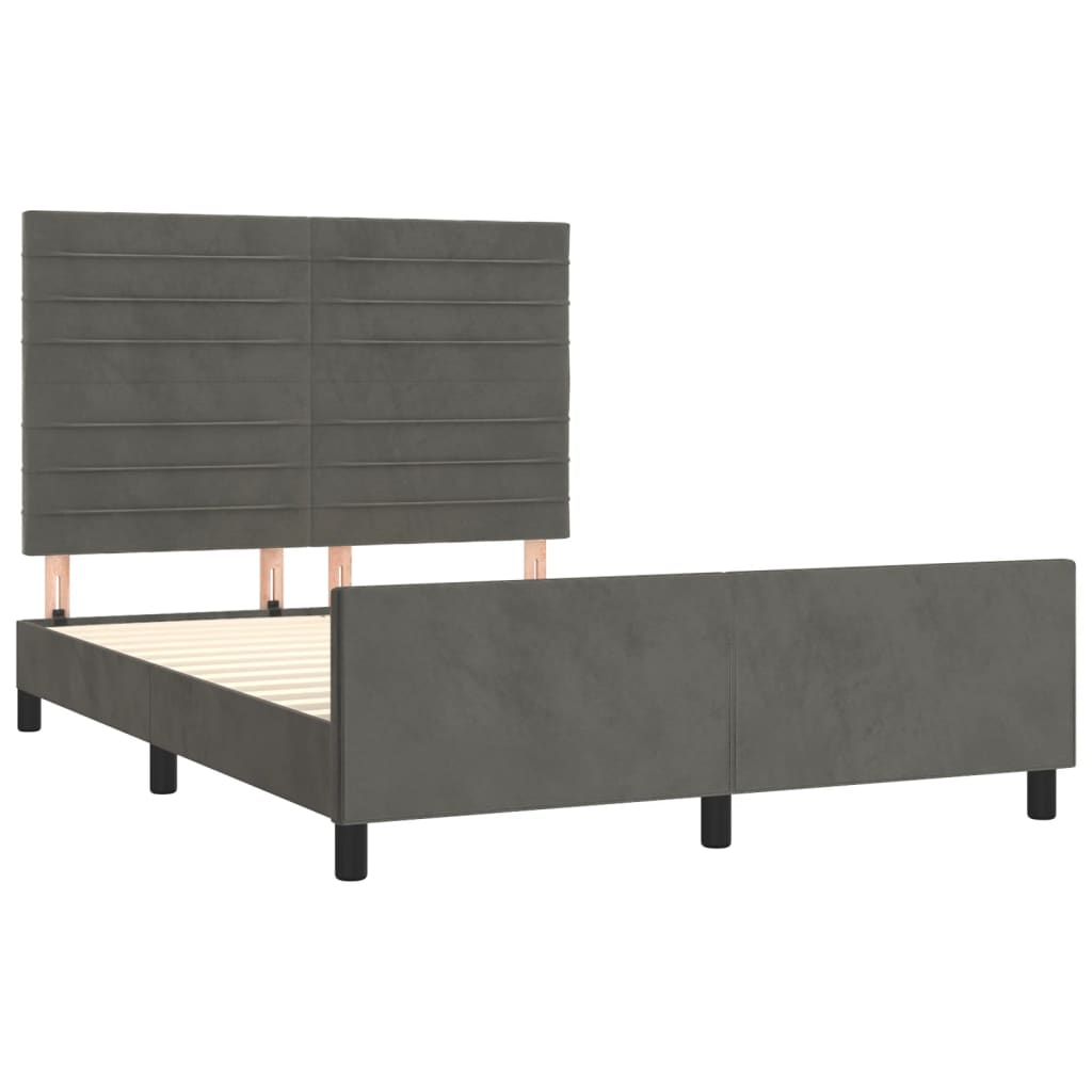 Bedframe zonder matras 140x200 cm fluweel donkergrijs is nu te koop bij PeponiXL, paradijselijk wonen!
