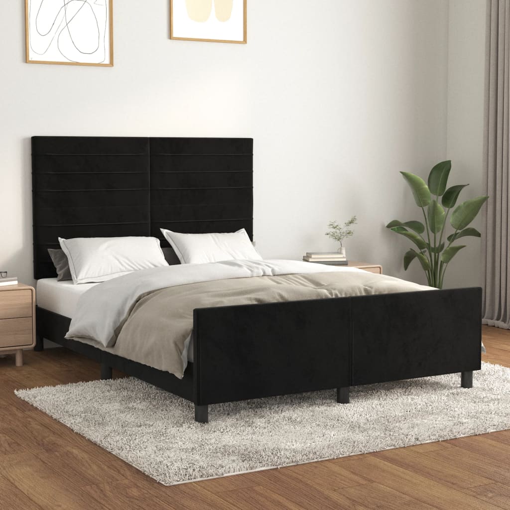 Bedframe zonder matras 140x200 cm fluweel zwart is nu te koop bij PeponiXL, paradijselijk wonen!