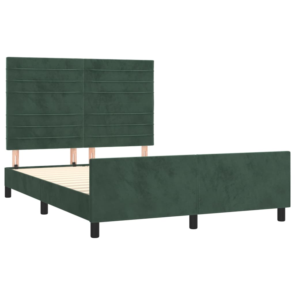 Bedframe zonder matras 140x200 cm fluweel donkergroen is nu te koop bij PeponiXL, paradijselijk wonen!