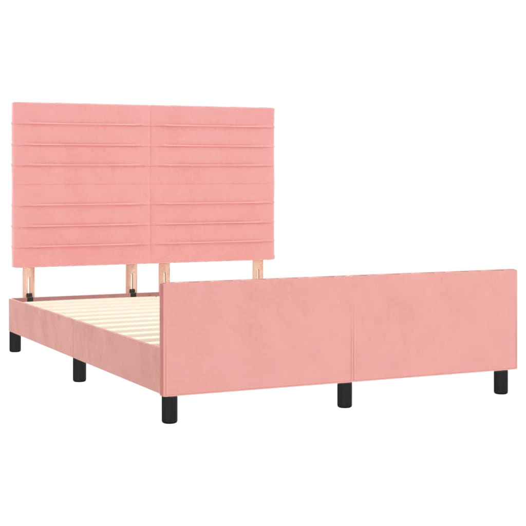 Bedframe met hoofdeinde fluweel roze 140x200 cm is nu te koop bij PeponiXL, paradijselijk wonen!