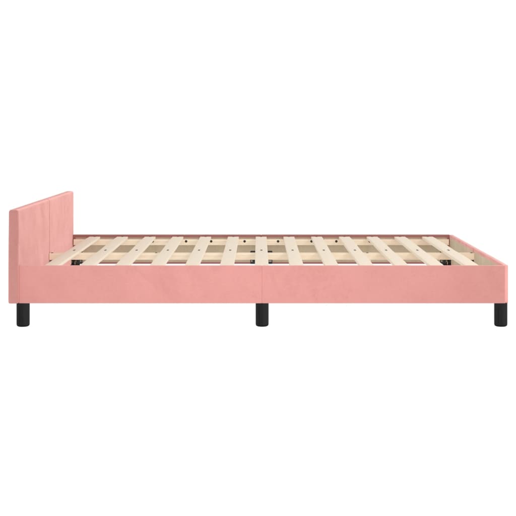 Bedframe met hoofdeinde fluweel roze 140x200 cm is nu te koop bij PeponiXL, paradijselijk wonen!