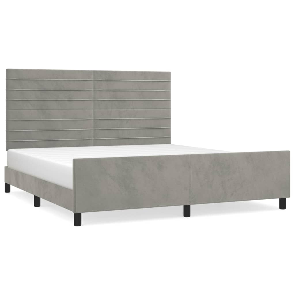 Bedframe zonder matras 160x200 cm fluweel lichtgrijs is nu te koop bij PeponiXL, paradijselijk wonen!