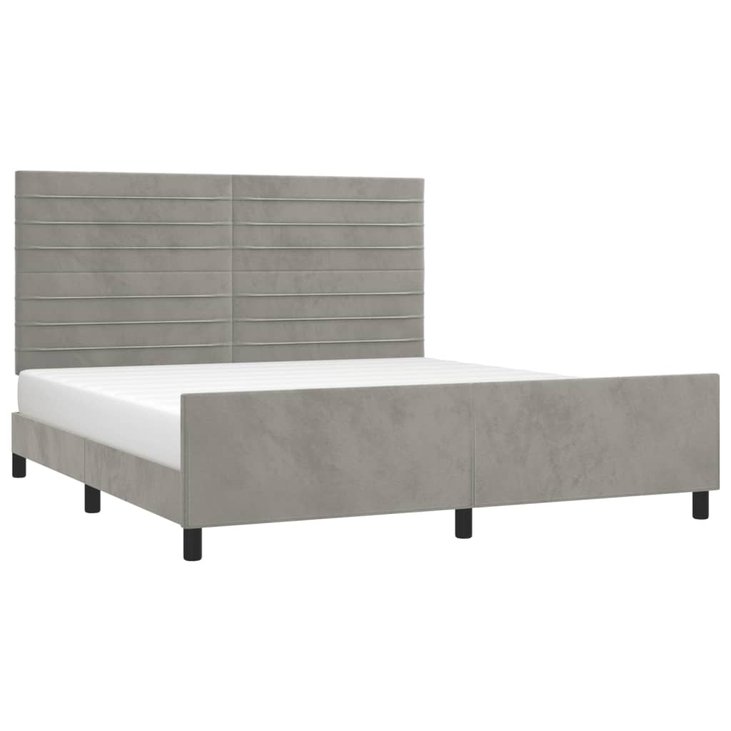 Bedframe zonder matras 160x200 cm fluweel lichtgrijs is nu te koop bij PeponiXL, paradijselijk wonen!