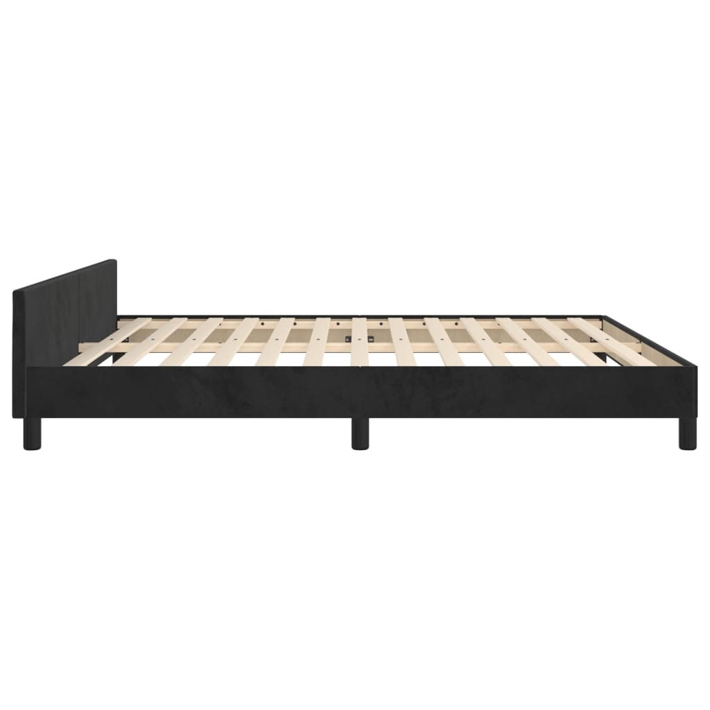 Bedframe zonder matras 160x200 cm fluweel zwart is nu te koop bij PeponiXL, paradijselijk wonen!