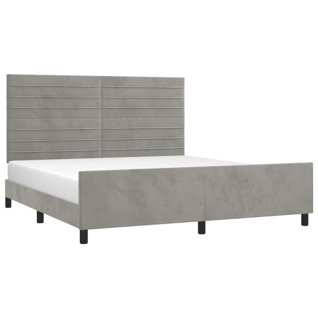 Bedframe met hoofdeinde fluweel lichtgrijs 180x200 cm is nu te koop bij PeponiXL, paradijselijk wonen!