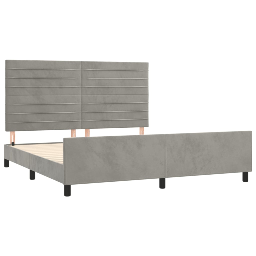Bedframe met hoofdeinde fluweel lichtgrijs 180x200 cm is nu te koop bij PeponiXL, paradijselijk wonen!