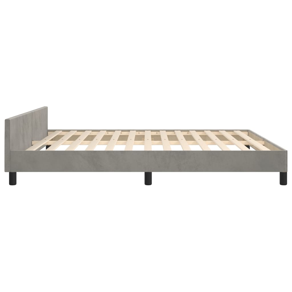 Bedframe met hoofdeinde fluweel lichtgrijs 180x200 cm is nu te koop bij PeponiXL, paradijselijk wonen!