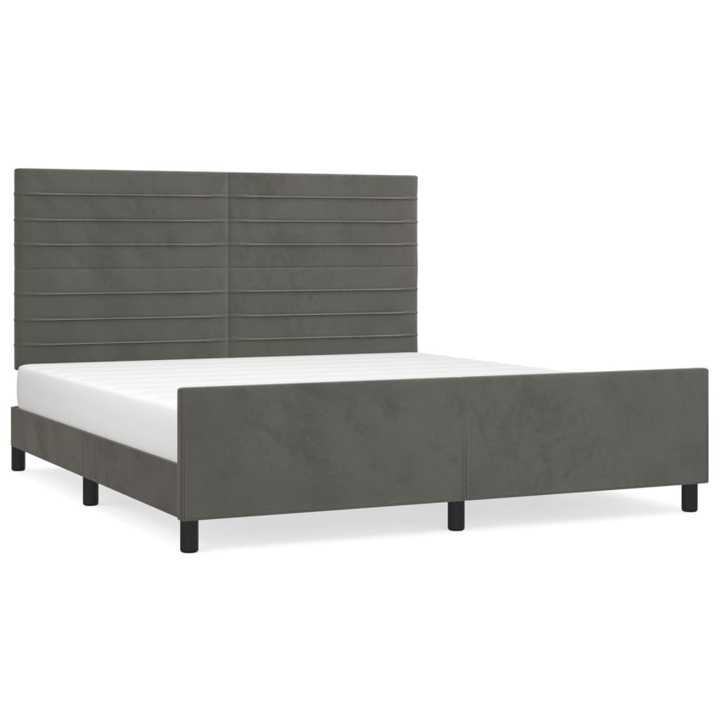 Bedframe met hoofdeinde fluweel donkergrijs 180x200 cm is nu te koop bij PeponiXL, paradijselijk wonen!