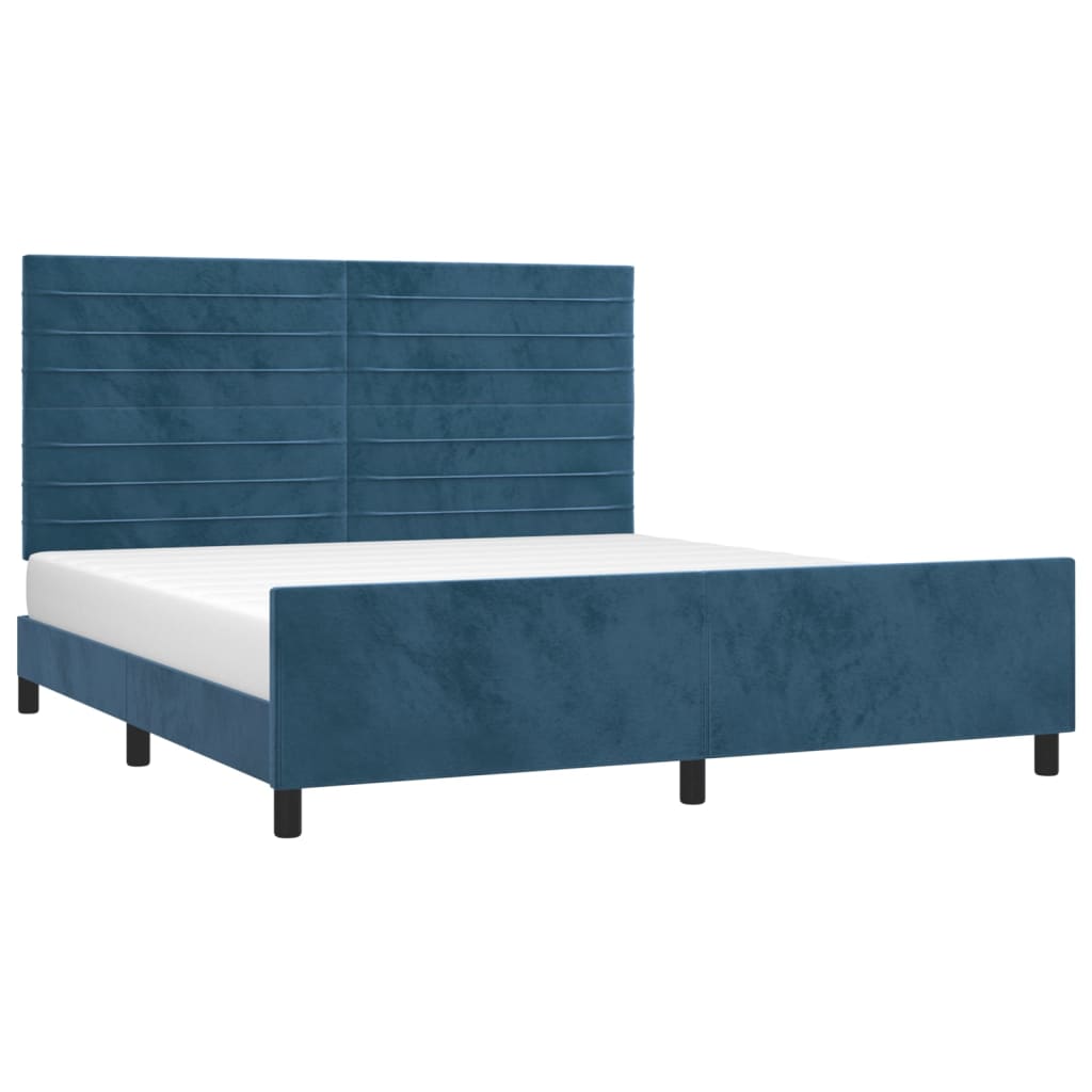 Bedframe met hoofdeinde fluweel donkerblauw 180x200 cm is nu te koop bij PeponiXL, paradijselijk wonen!