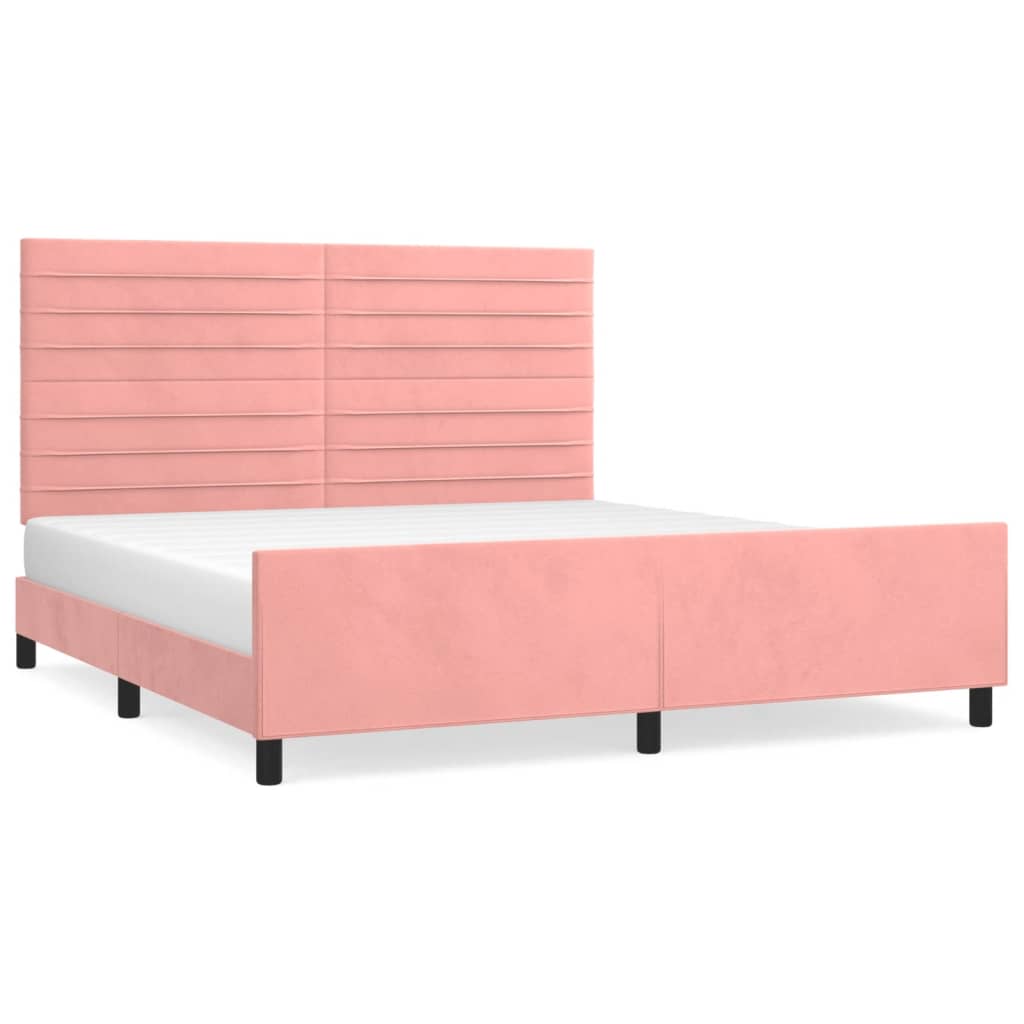 Bedframe met hoofdeinde fluweel roze 180x200 cm is nu te koop bij PeponiXL, paradijselijk wonen!