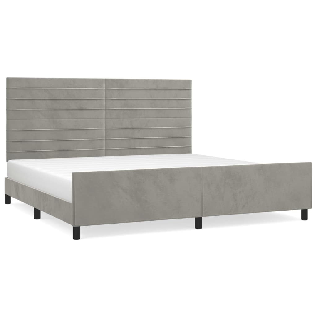 Bedframe zonder matras 200x200 cm fluweel lichtgrijs is nu te koop bij PeponiXL, paradijselijk wonen!