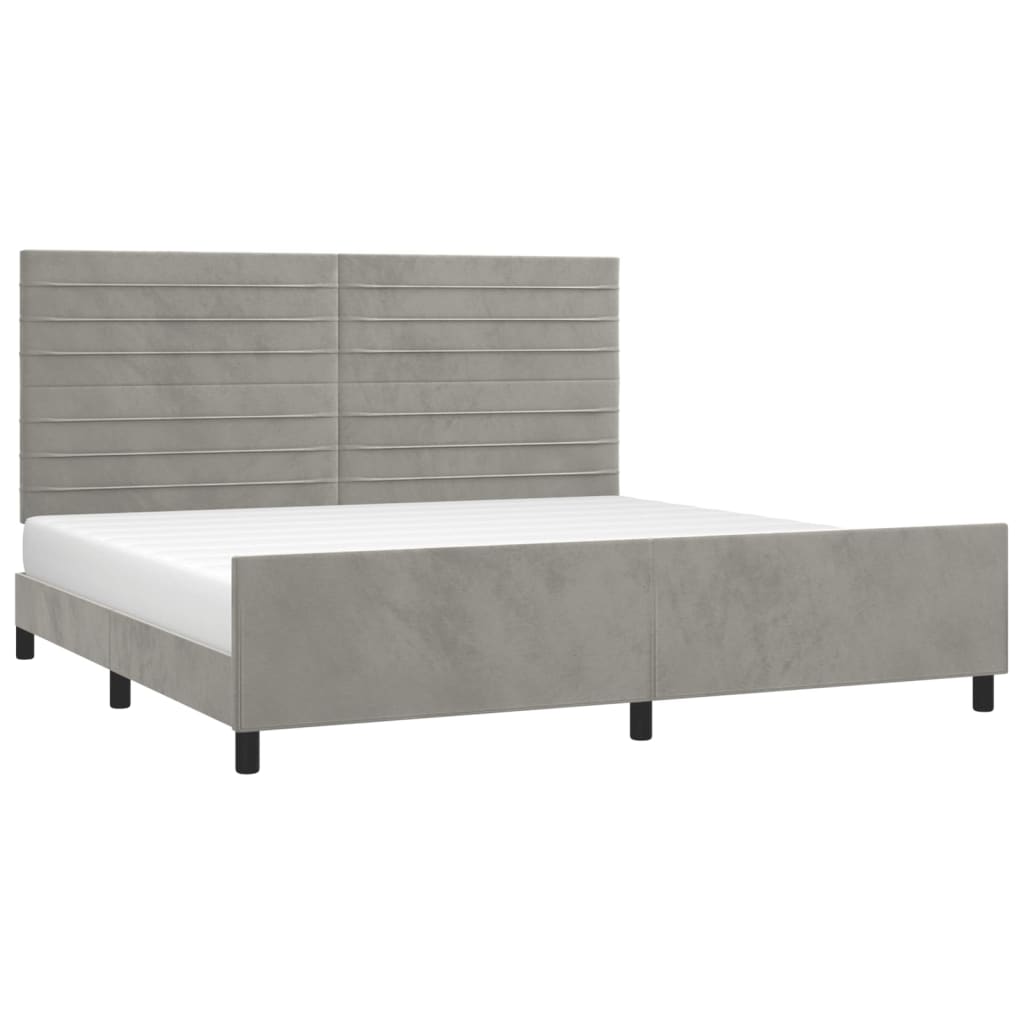 Bedframe zonder matras 200x200 cm fluweel lichtgrijs is nu te koop bij PeponiXL, paradijselijk wonen!