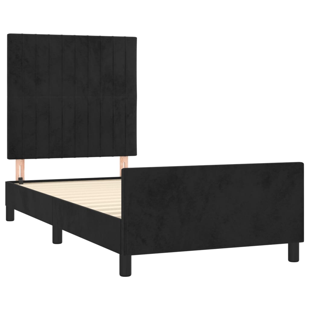 Bedframe met hoofdeinde fluweel zwart 80x200 cm is nu te koop bij PeponiXL, paradijselijk wonen!