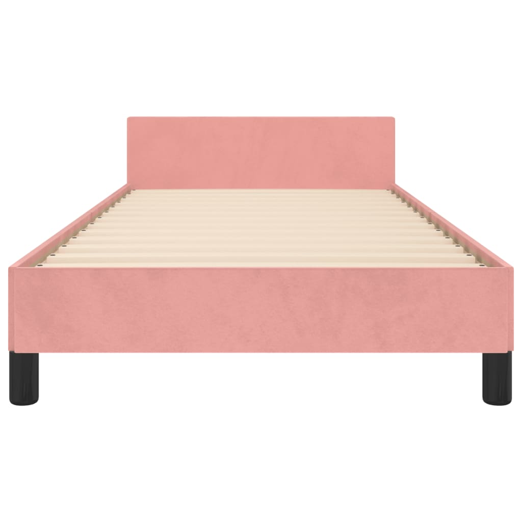 Bedframe met hoofdeinde fluweel roze 80x200 cm is nu te koop bij PeponiXL, paradijselijk wonen!